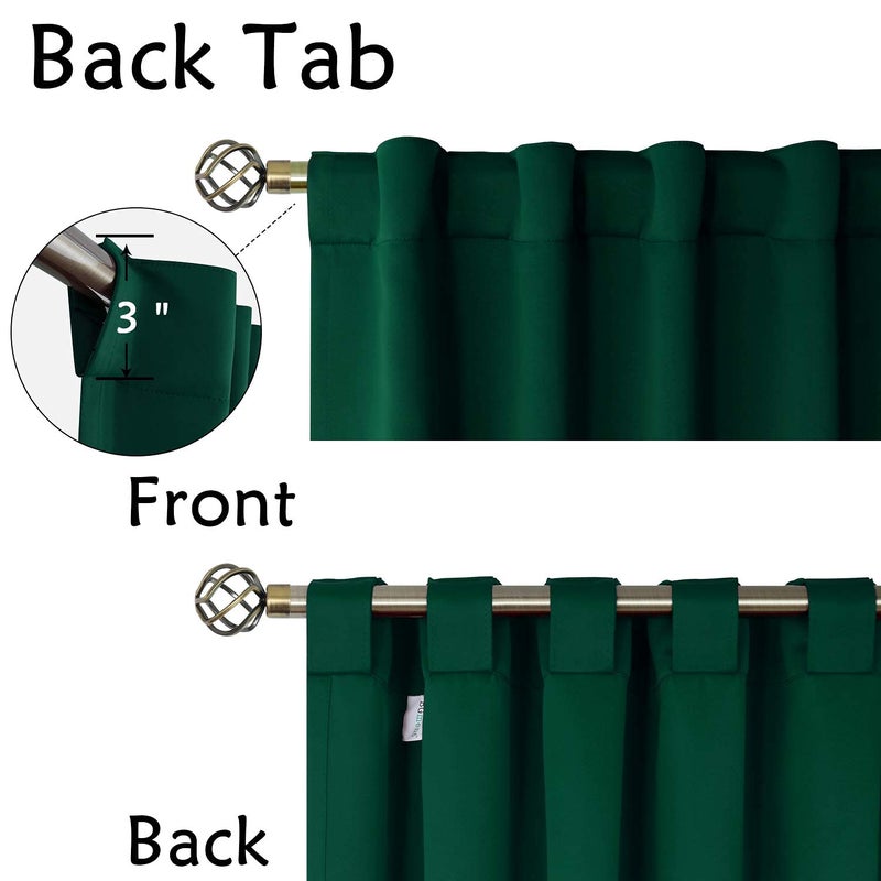 BGment Rod Pocket and Back Tab Blackout Curtains for Bedroom - Christmas Emerald Green Thermal Insulated Room Darkening Curtains for Living Room, 2 Window Curtain Panels (42 x 63 Inch) - Image 2